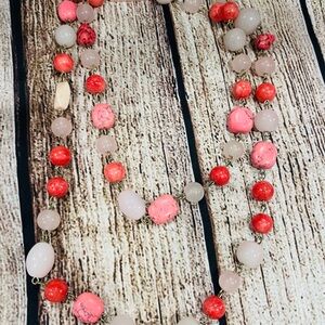 Elegant Pink Dark Beaded Necklace